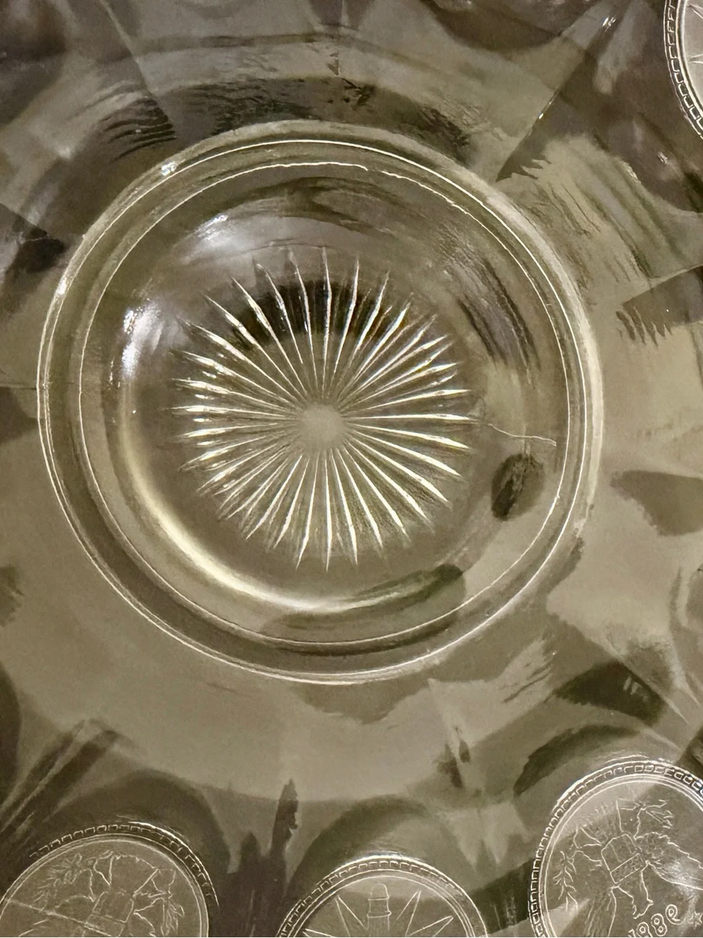 FOSTORIA, COIN GLASS, NAPPY BOWL WITH A FROSTED, PRESSED GLASS COIN MOTIF